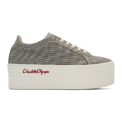 Shop Charlotte Olympia Black And White Gingham Ace Platform Sneakers