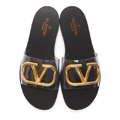 Shop Valentino Transparent  Garavani Vlogo Slides In 0no Black