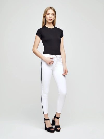 Shop L Agence Margot Stripe Jean In Blanc