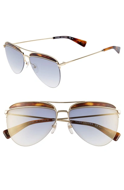 Shop Marc Jacobs 61mm Aviator Sunglasses - Dark Havana/ Gold