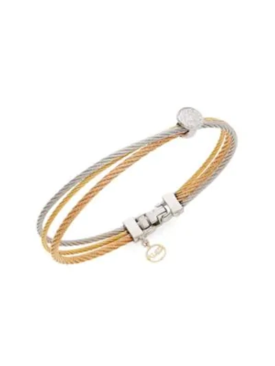 Shop Alor 18k White Gold, Stainless Steel & Diamond Bracelet
