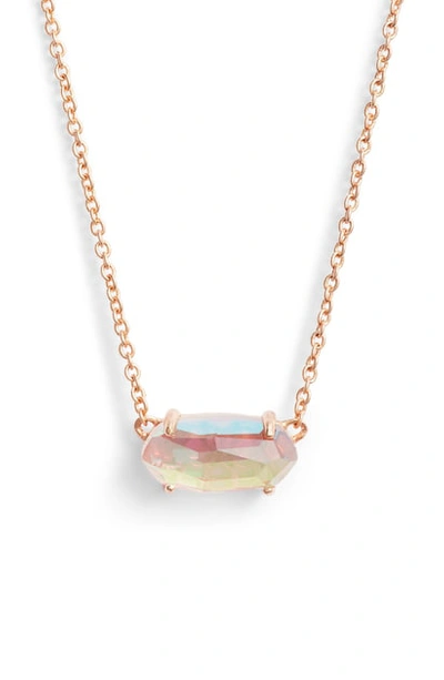 Shop Kendra Scott Ever Pendant Necklace In Blush Dichroic Glass/rose Gold