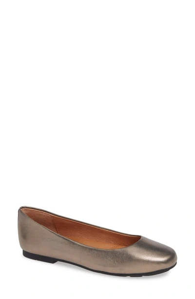 Shop Gentle Souls By Kenneth Cole Eugene Flat In Pewter Metallic Leather