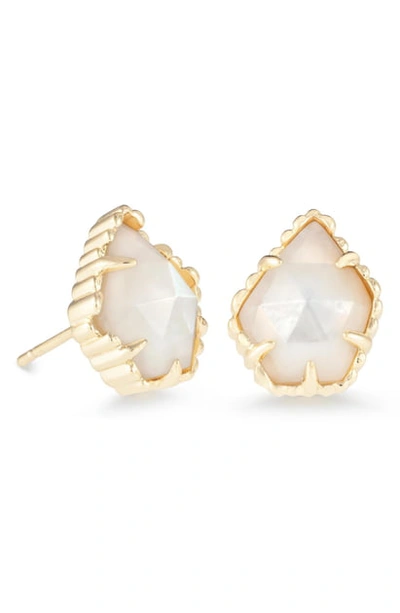 Shop Kendra Scott Tessa Stone Stud Earrings In Ivory Mop/ Gold