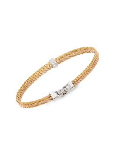 Shop Alor Women's 18k Gold & Stainless Steel Diamond Rope Bangle Bracelet