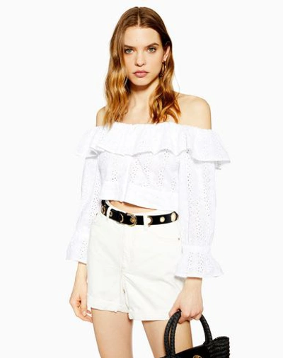 Shop Topshop Denim Shorts In White