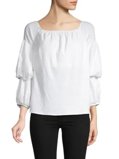 Shop Petersyn Lily Off-the-shoulder Top In White Linen
