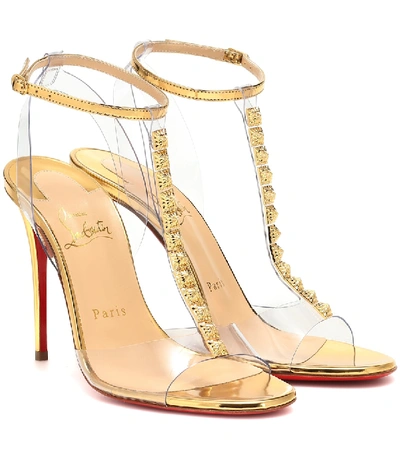 Shop Christian Louboutin Jamais Assez 100 Pvc Sandals In Gold