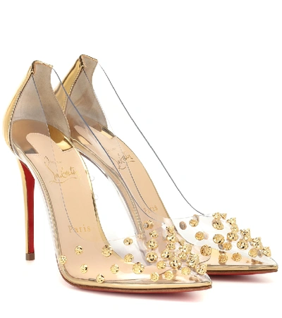 Shop Christian Louboutin Collaclou 100 Embellished Pvc Pumps In Gold