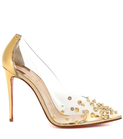 Shop Christian Louboutin Collaclou 100 Embellished Pvc Pumps In Gold