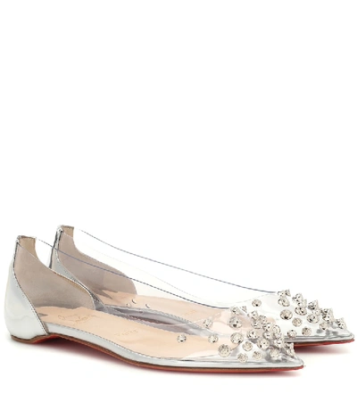 Shop Christian Louboutin Collaclou Pvc Ballet Flats In Silver