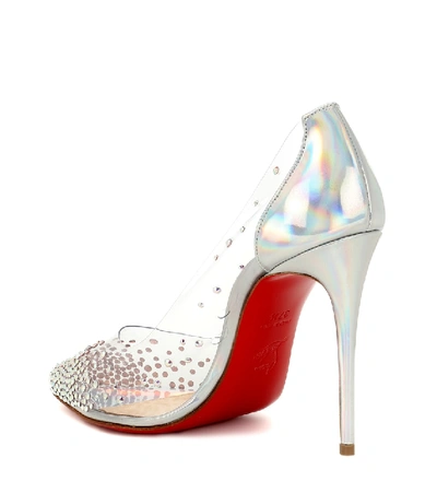 Shop Christian Louboutin Degrastrass 100 Embellished Pvc Pumps In Silver