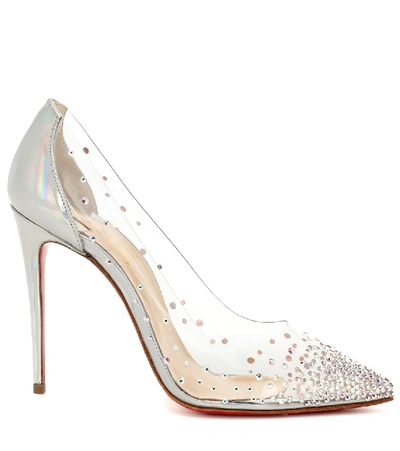 Shop Christian Louboutin Degrastrass 100 Embellished Pvc Pumps In Silver