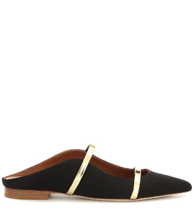 Shop Malone Souliers Maureen Satin Slippers In Black