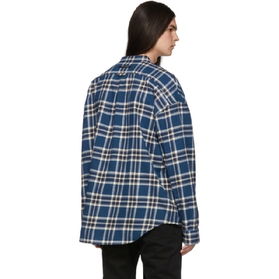 Shop Fear Of God Blue Plaid Pullover Henley Shirt In 463bluplaid