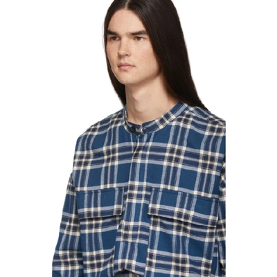 Shop Fear Of God Blue Plaid Pullover Henley Shirt In 463bluplaid