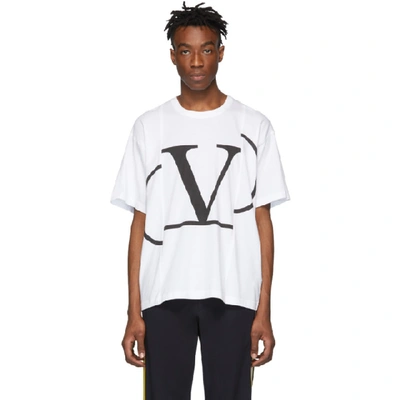 Shop Valentino White Deconstructed Vlogo T-shirt In A01whtblk