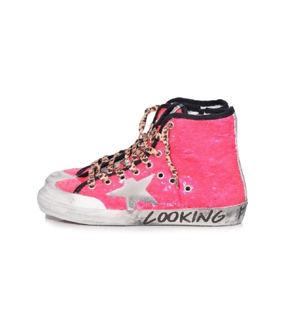 Shop Golden Goose Francy Sneakers In Pink Fluo Pailettes