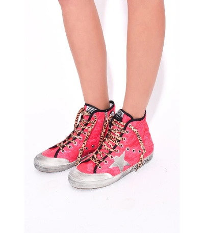 Shop Golden Goose Francy Sneakers In Pink Fluo Pailettes