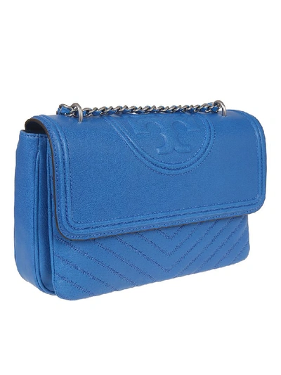 Tory Burch Fleming Distressed Flap Shoulder Bag In Tropical Blue