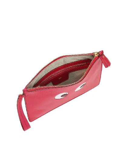 Shop Anya Hindmarch Lollipop Circus Leather Eyes Zip-top Pouch In Red