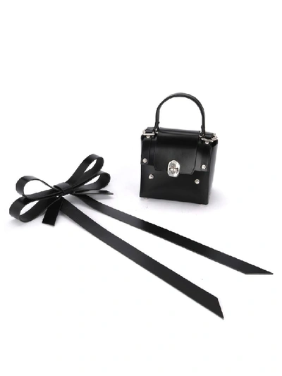 Shop Niels Peeraer Ribbon 2pm Small Black Leather Bag In Nero