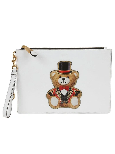 Shop Moschino Bear Patch Clutch In Bianco