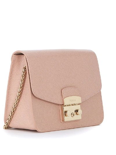 Shop Furla Metropolis Pink Leather Shoulder Bag In Rosa