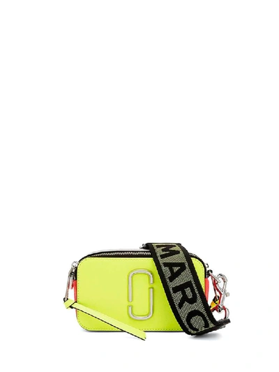 Shop Marc Jacobs Fluorescent Snapshot Logo-strap Saffiano-leather Camera Bag In Giallo