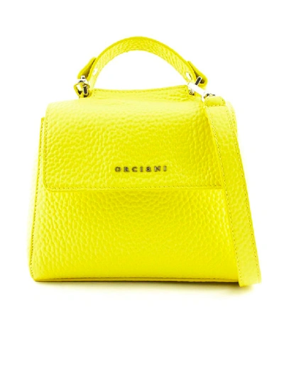 Shop Orciani Sveva Mini Yellow Leather Handbag In Giallo