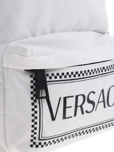 Shop Versace Logo Print Backpack In White