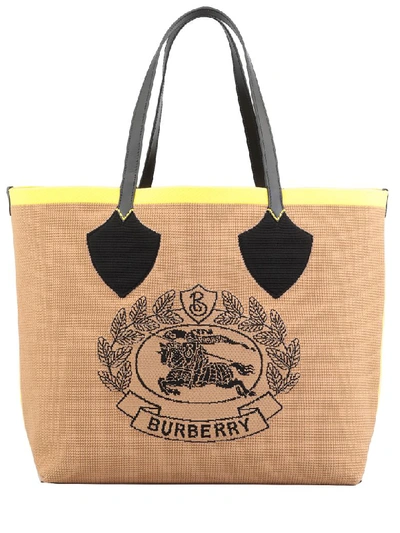 Shop Burberry Giant Vintage Bag In Black/iris Yellow