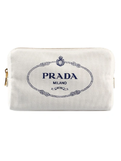 Shop Prada Cosmetic Pouch In Bianco+blu