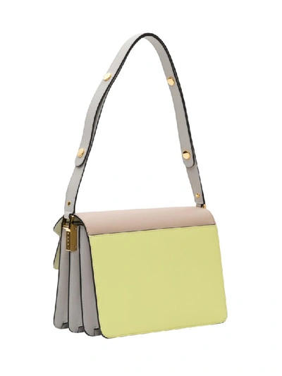 Shop Marni Trunk Leather Shoulder Bag In Yellow