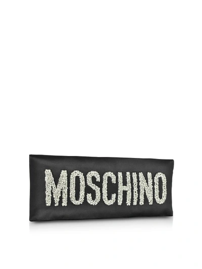 Shop Moschino Black Oversized Signature Clutch