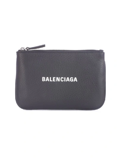 Shop Balenciaga Everyday Logo Pouch In Noir Blanc