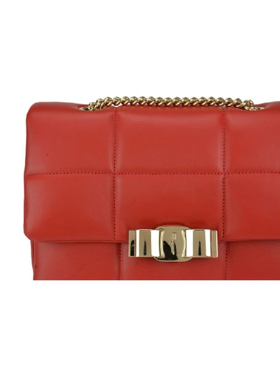 Shop Ferragamo Crossbody Bag Vara Bow In Lipstick