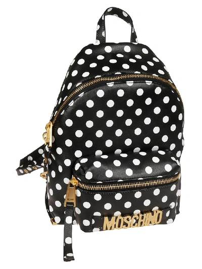 Shop Moschino Polka Dots Backpack In Black