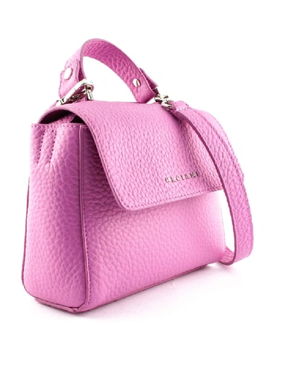 Shop Orciani Sveva Mini Fuchsia Leather Handbag In Fuxia