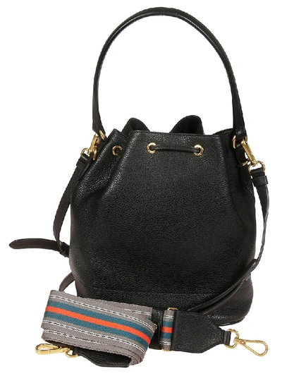 Shop Prada Plaque Bucket Bag In Black