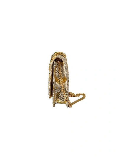 Shop Gedebe Crystal Embellished Shoulder Bag In Roccia Gold
