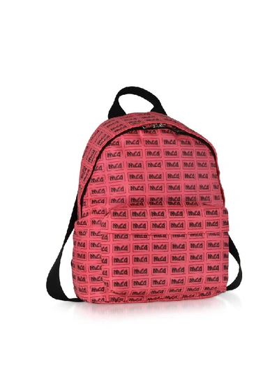 Shop Mcq By Alexander Mcqueen Mcq Alexander Mcqueen Neon Pink Metal Repeat Logo Backpack
