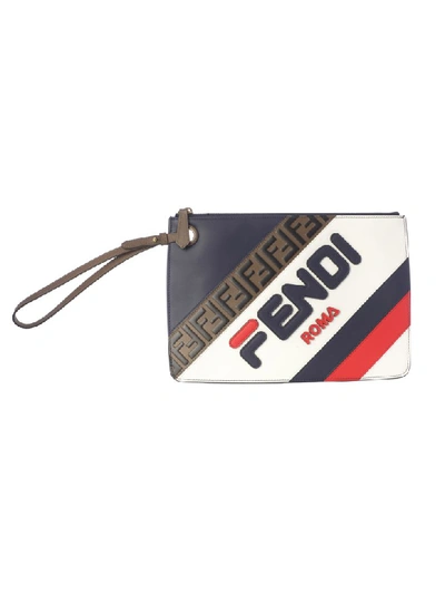 Shop Fendi Logo Patch Clutch In Hi Multi