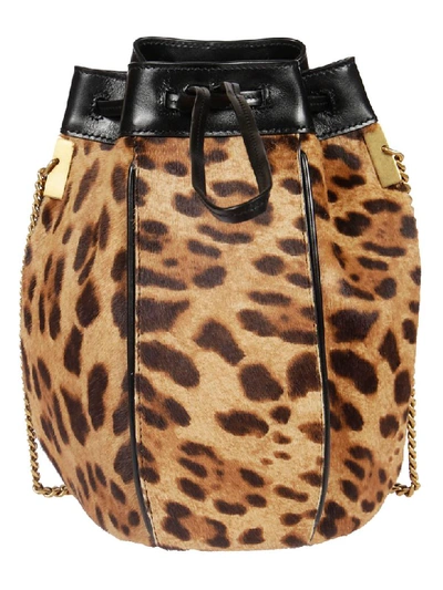 Shop Saint Laurent Talitha Bucket Bag In Naturale/nero