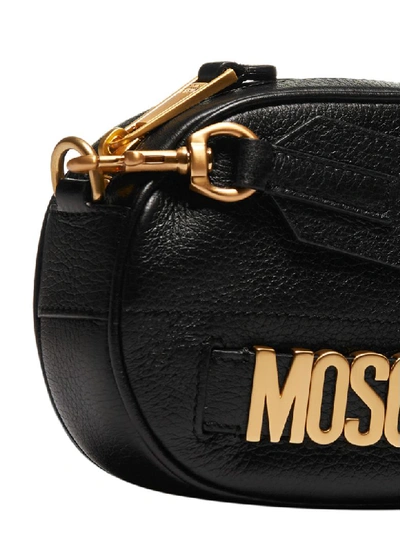 Shop Moschino Logo Plaque Shoulder Bag In Nero