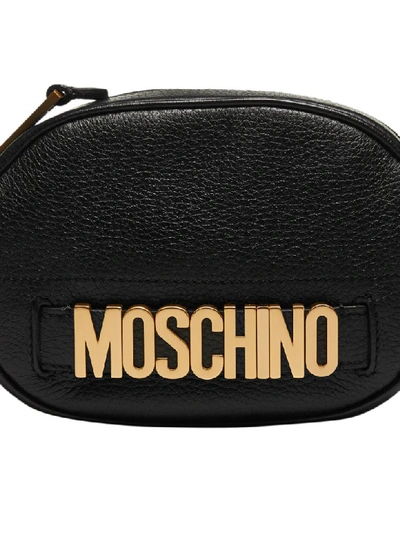 Shop Moschino Logo Plaque Shoulder Bag In Nero