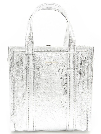 Shop Balenciaga 'bazar Xxs' Bag In Silver