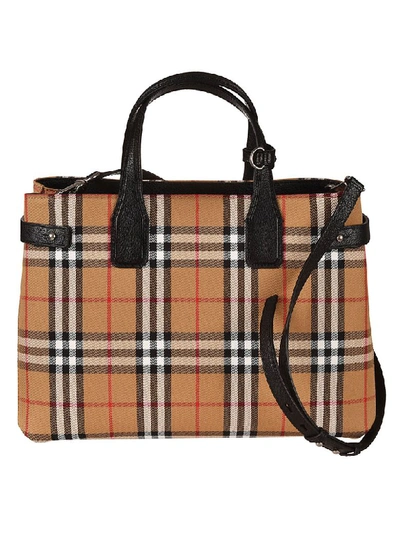 Shop Burberry Vintage Check Tote In Black
