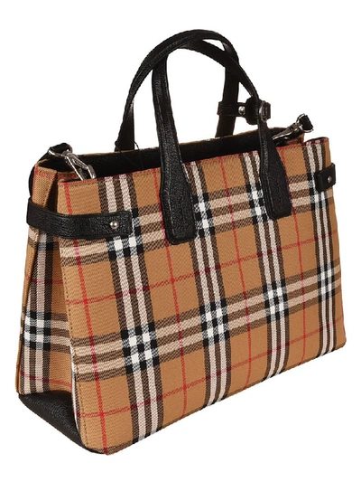 Shop Burberry Vintage Check Tote In Black