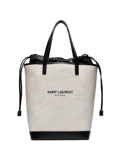 Shop Saint Laurent Teddy Shopper Bag In White/black